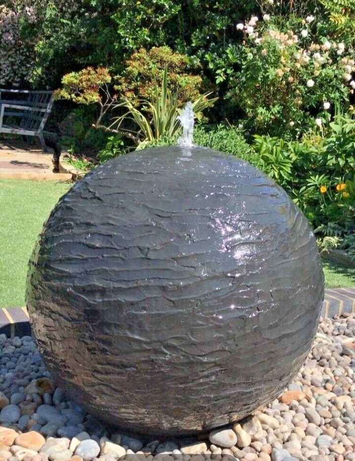 fiberglass water feature in grey