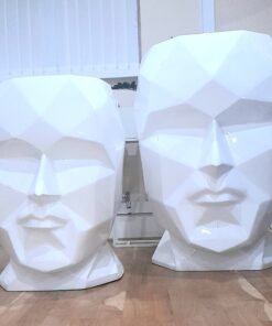 two talking heads fiberglass planters showing size and quality