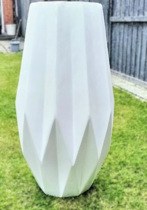 white tall diamond shape planter